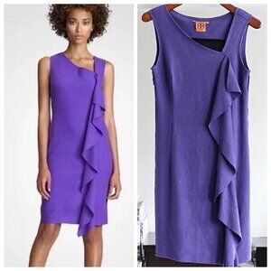 Tory Burch - Taletta Boiled Wool Ruffle Dress - Purple - Small